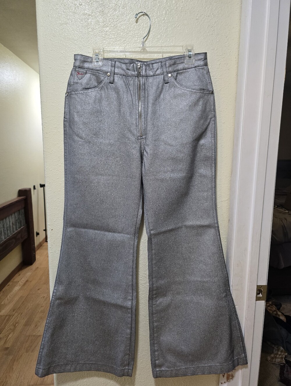 Wrangler Fendi Metallic Silver Flared Jeans